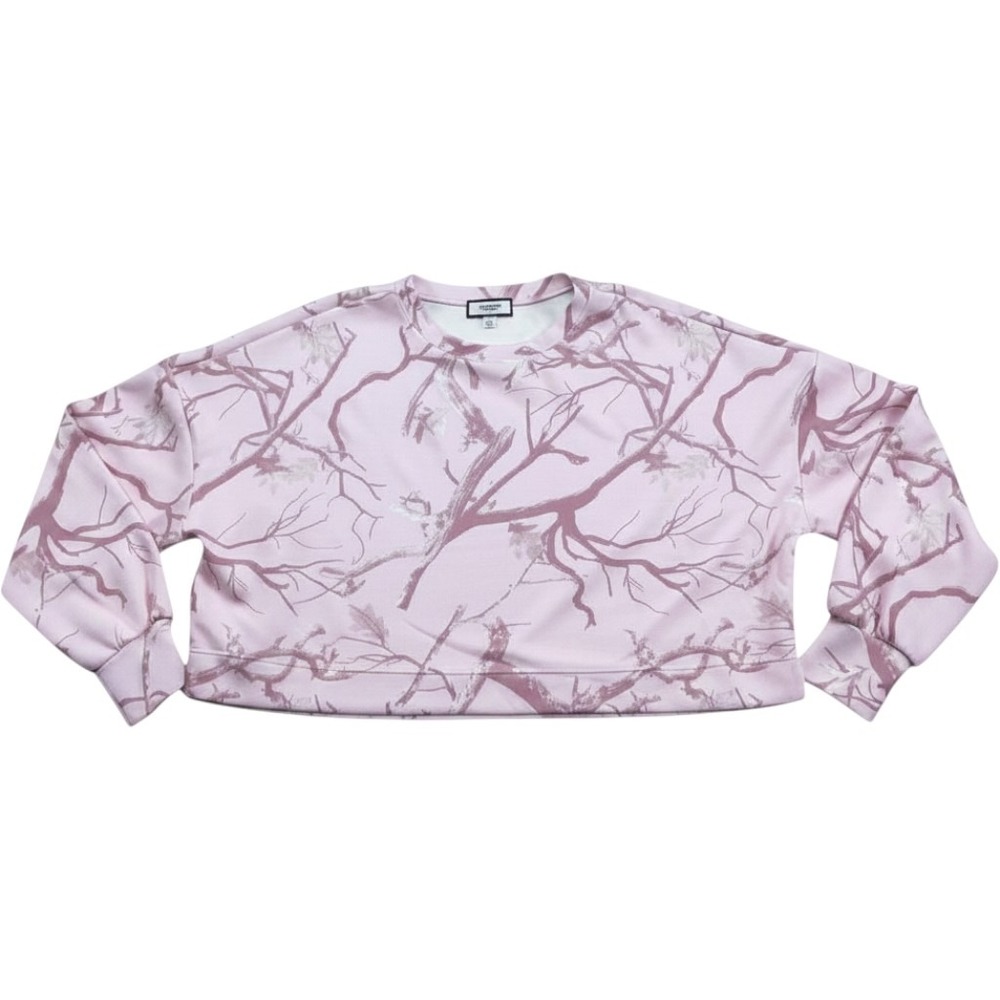 Discreet NYC Pink Tree Camo Lounge Set Cropped Sweatshirt Wide Leg Pants XL